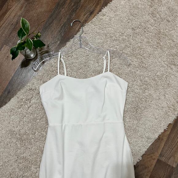 Lulu's White Ruffle Square Neckline Spoonful Of Sass Ponte Bodycon Mini Dress - Picture 3 of 8